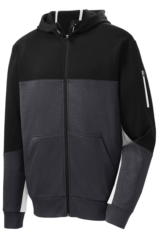 Sport-Tek® Tech Fleece Colorblock Full-Zip Hooded Jacket