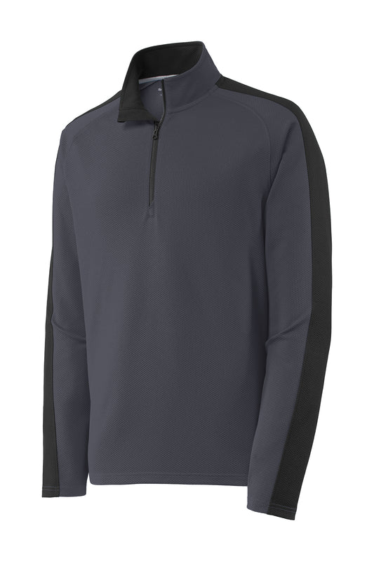 Sport-Tek® Sport-Wick® Textured Colorblock 1/4-Zip Pullover
