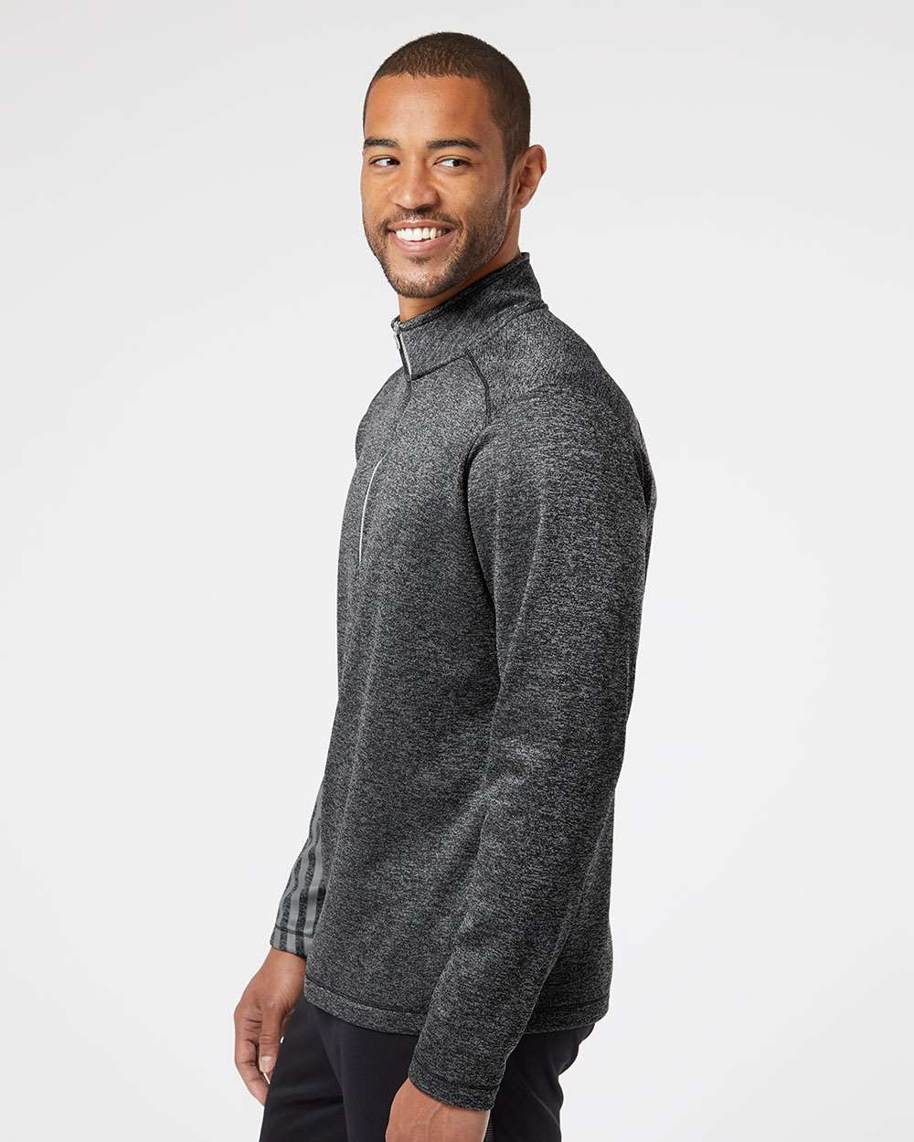 Adidas - Brushed Terry Heathered Quarter-Zip Pullover - A284