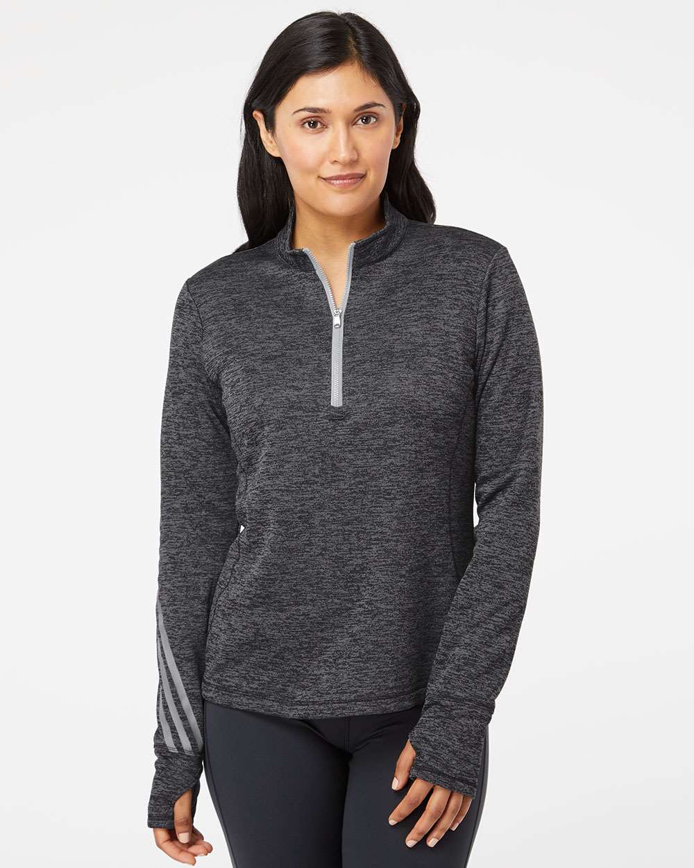 Adidas - Women's Brushed Terry Heathered Quarter-Zip Pullover - A285