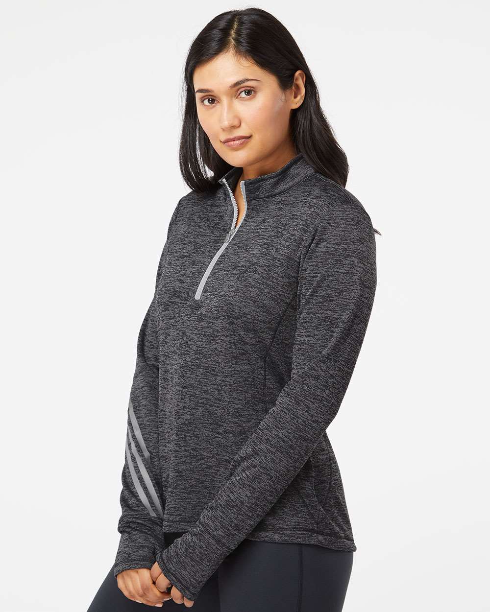 Adidas - Women's Brushed Terry Heathered Quarter-Zip Pullover - A285